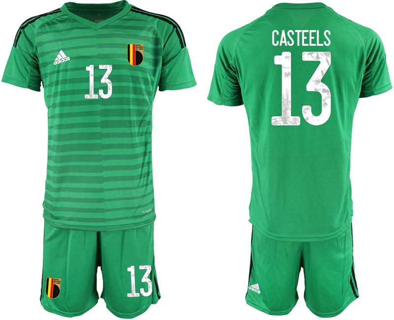 Men 2021 European Cup Belgium green goalkeeper #13 Soccer Jerseys